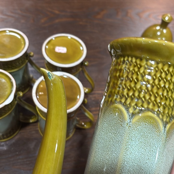 Norleans Japan Vintage MCM Green Ceramic Coffee Set | Carafe and mugs - Picture 11 of 11